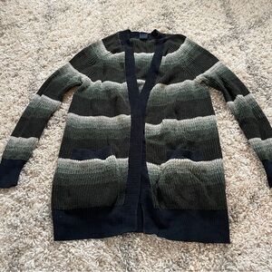 GAP Black and Green‎ Striped Cardigan size small